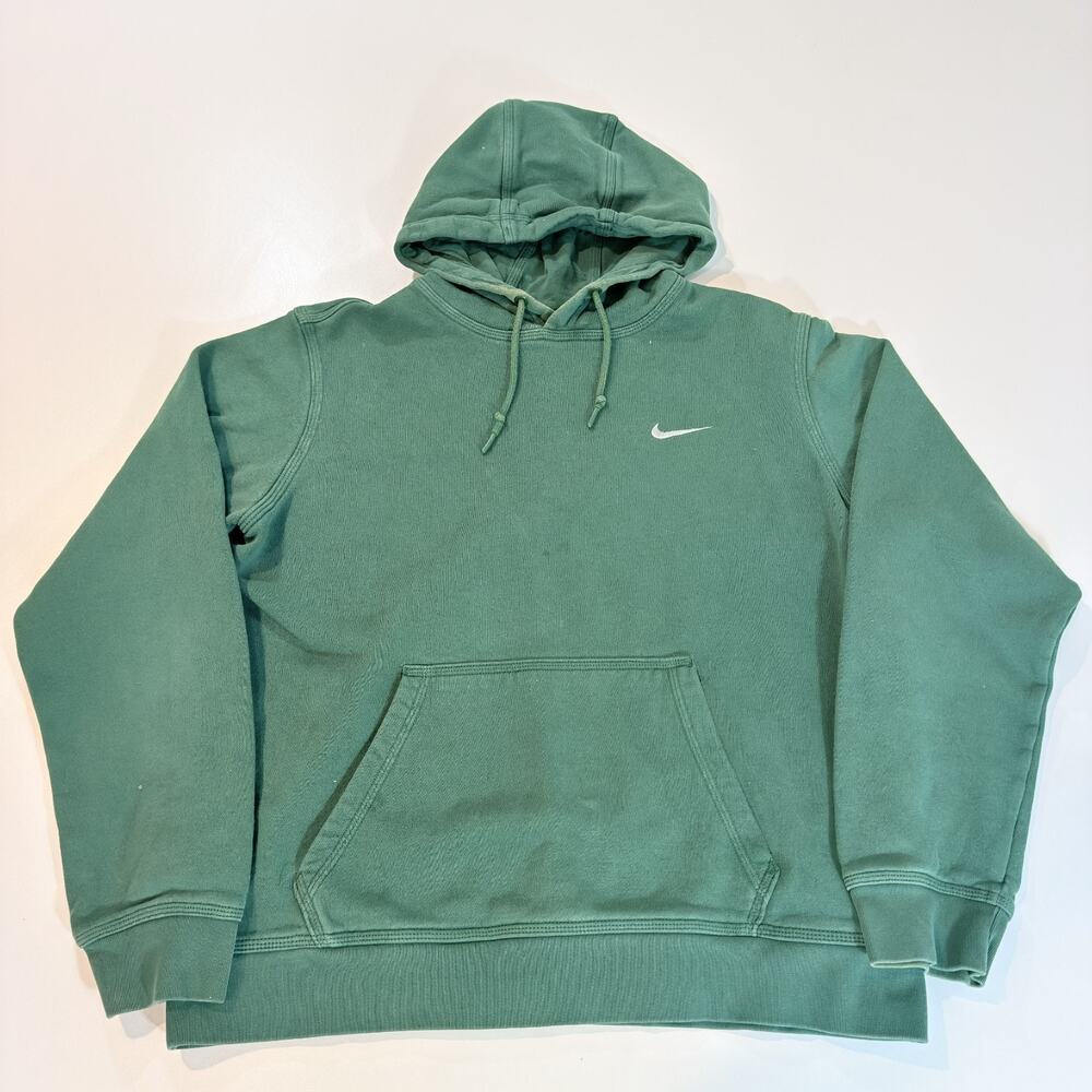 Nike Center Swoosh Hoodie Mens Large Faded Sage Green Pullover Blank Cotton